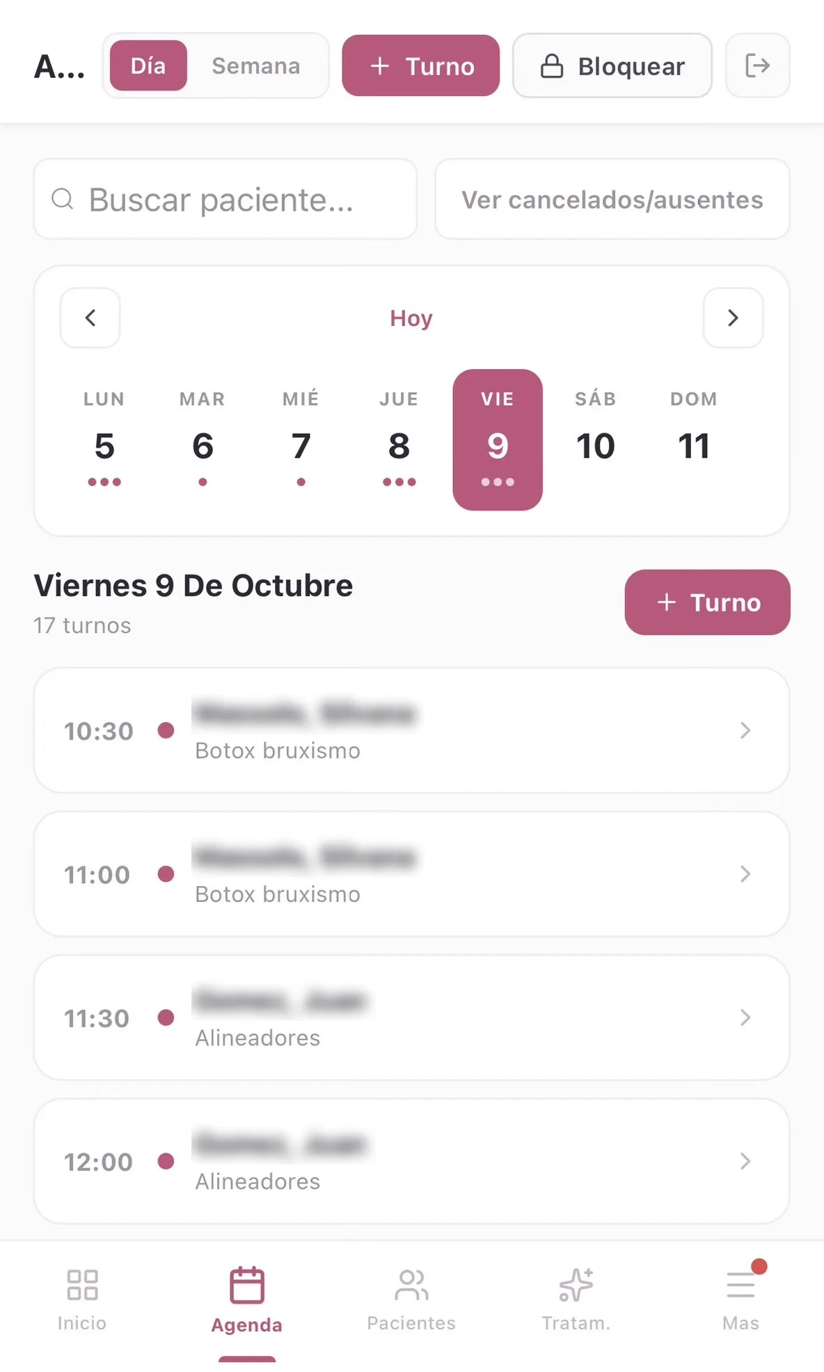 Agenda del día de Lumière en el celular